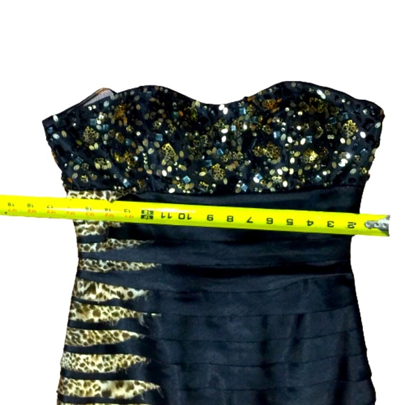Clarisse Size 8 Black/Leopard Print Mermaid Gown - Picture 14 of 14